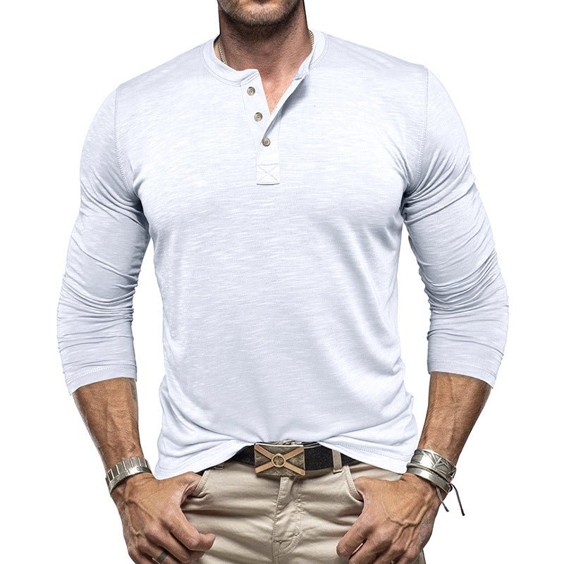 Men's Long-sleeved Henry Collar T-shirt | Luxury Home Accessories | Heulog Glow