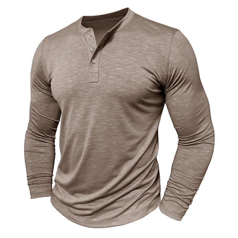 Men's Long-sleeved Henry Collar T-shirt | Luxury Home Accessories | Heulog Glow