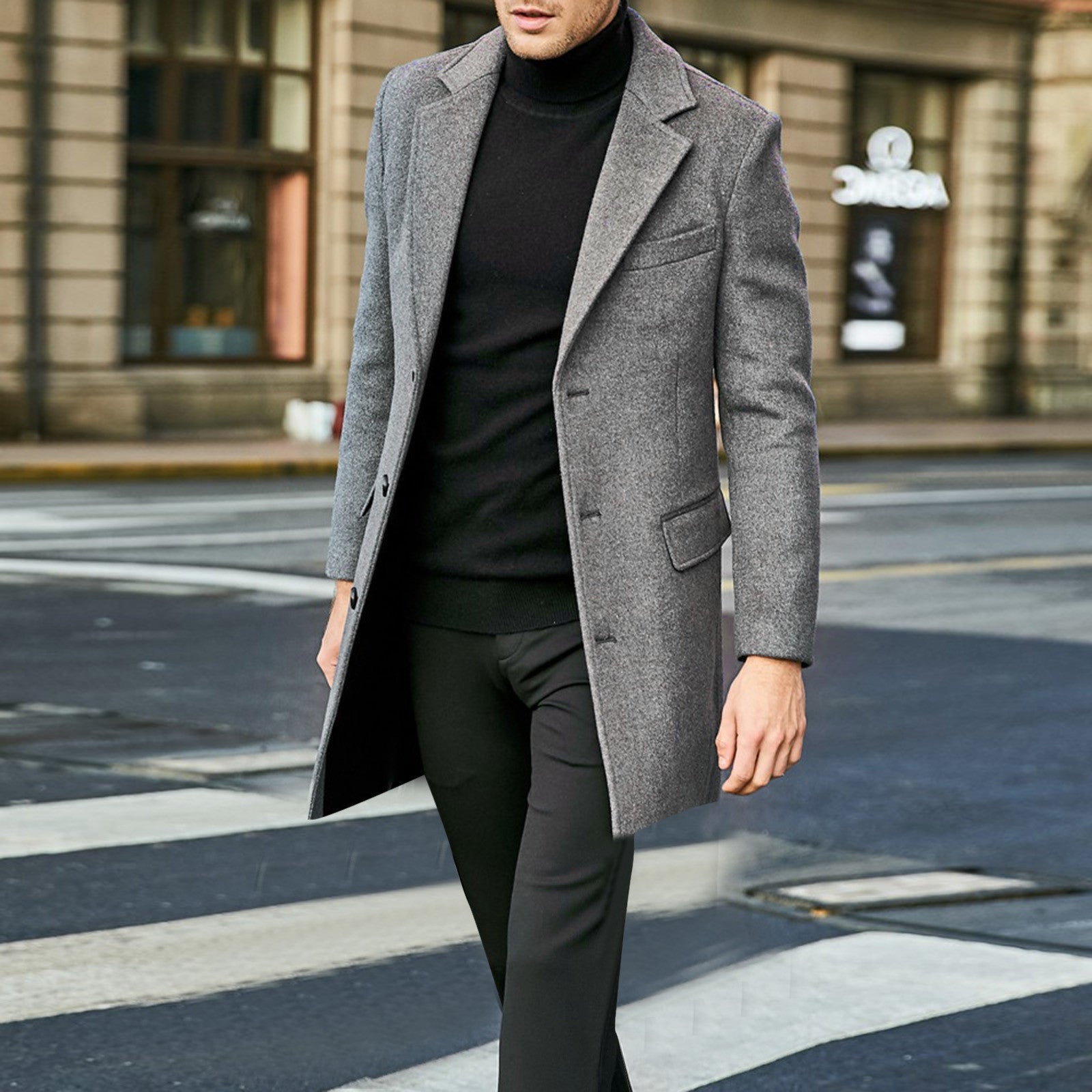 Men's Long Sleeved Woolen Coat | Luxury Home Accessories | Heulog Glow