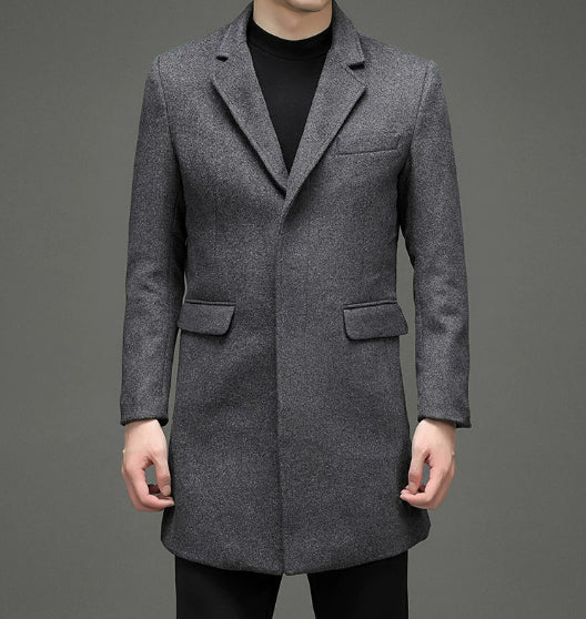Men's Long Sleeved Woolen Coat | Luxury Home Accessories | Heulog Glow