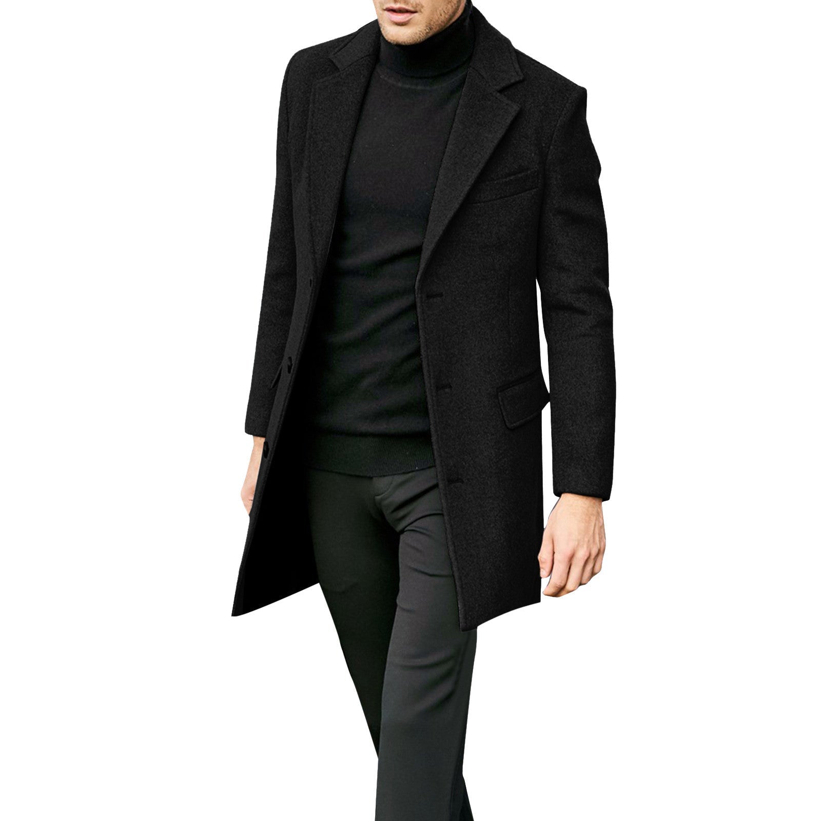 Men's Long Sleeved Woolen Coat | Luxury Home Accessories | Heulog Glow