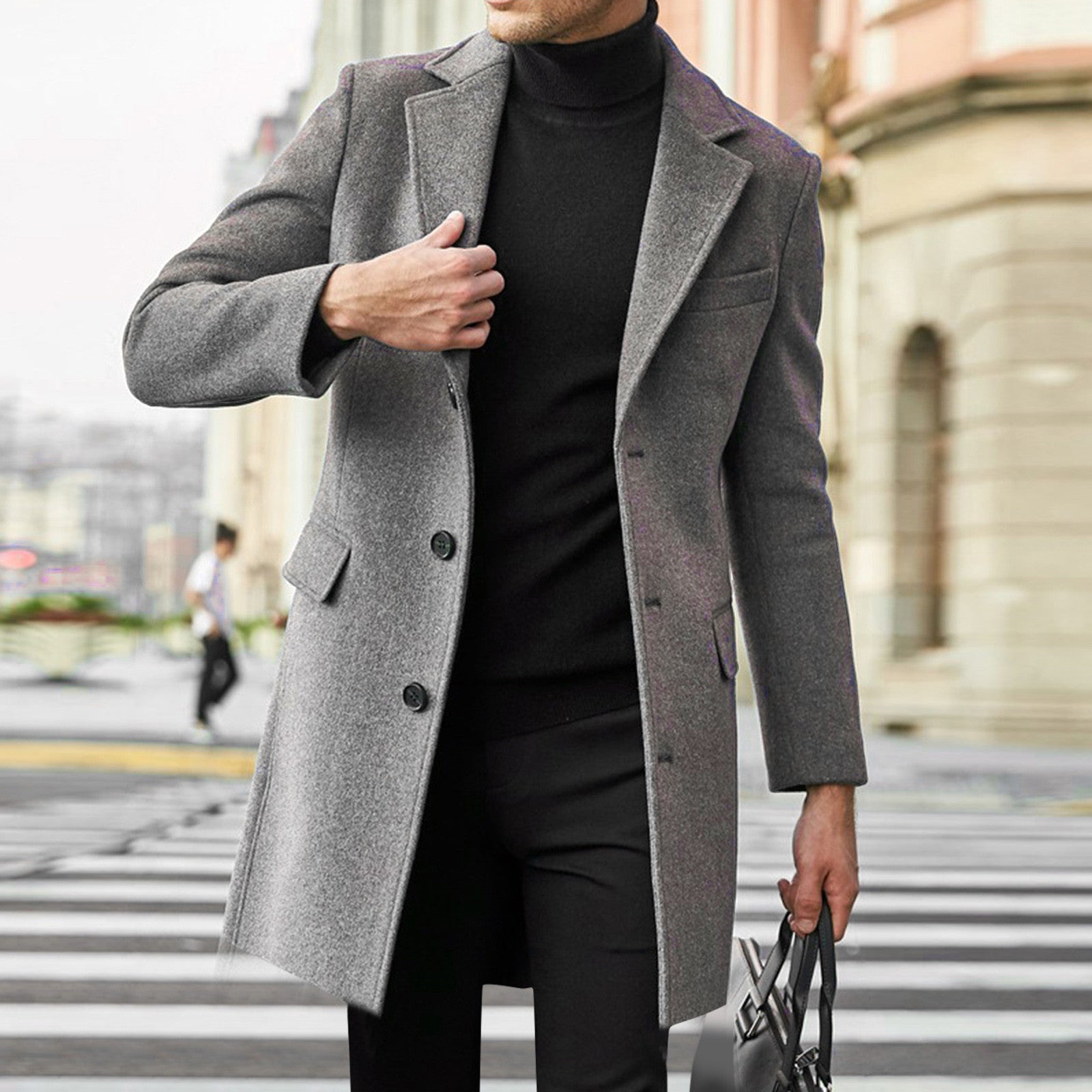 Men's Long Sleeved Woolen Coat | Luxury Home Accessories | Heulog Glow