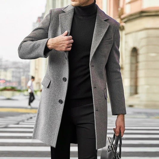 Men's Long Sleeved Woolen Coat | Luxury Home Accessories | Heulog Glow