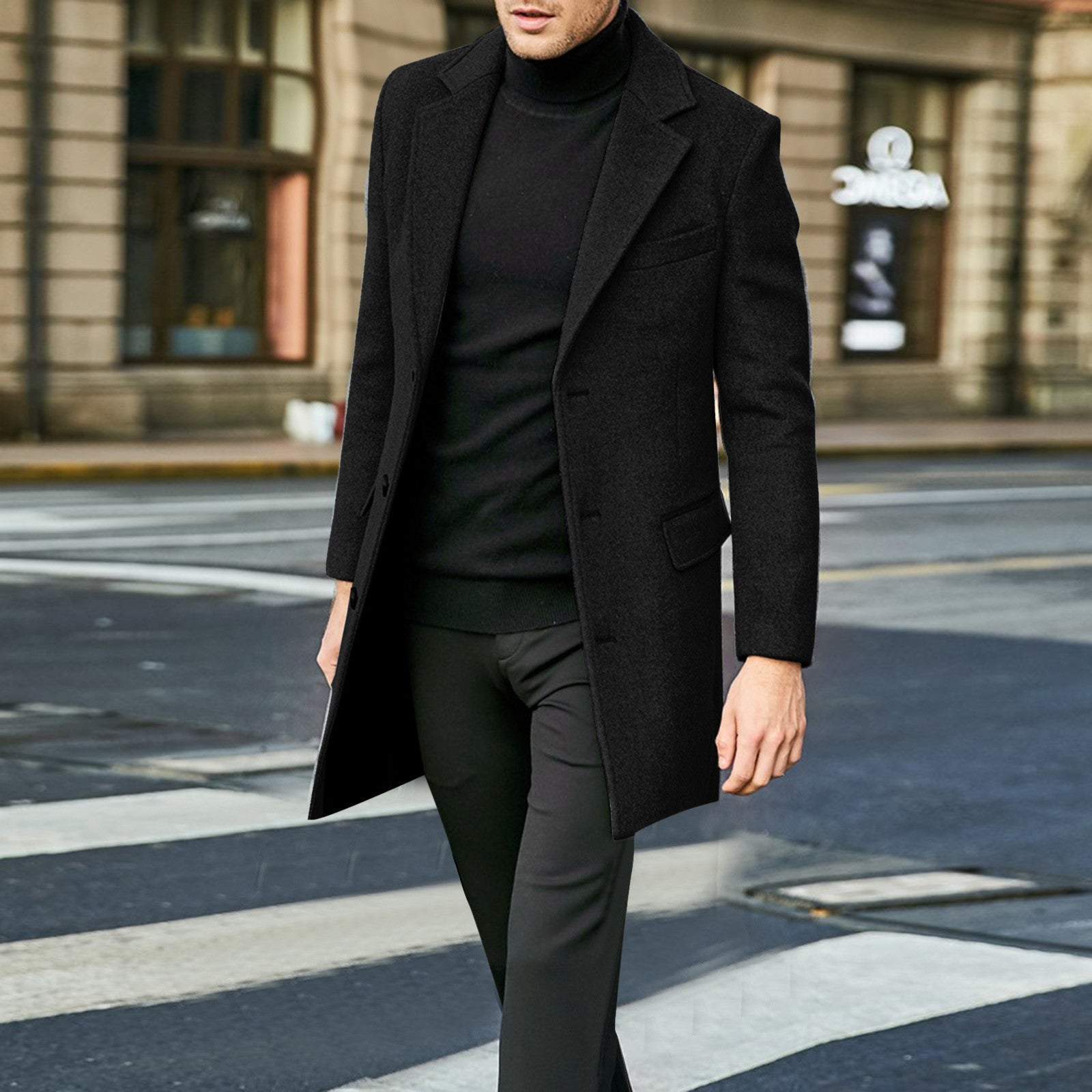 Men's Long Sleeved Woolen Coat | Luxury Home Accessories | Heulog Glow