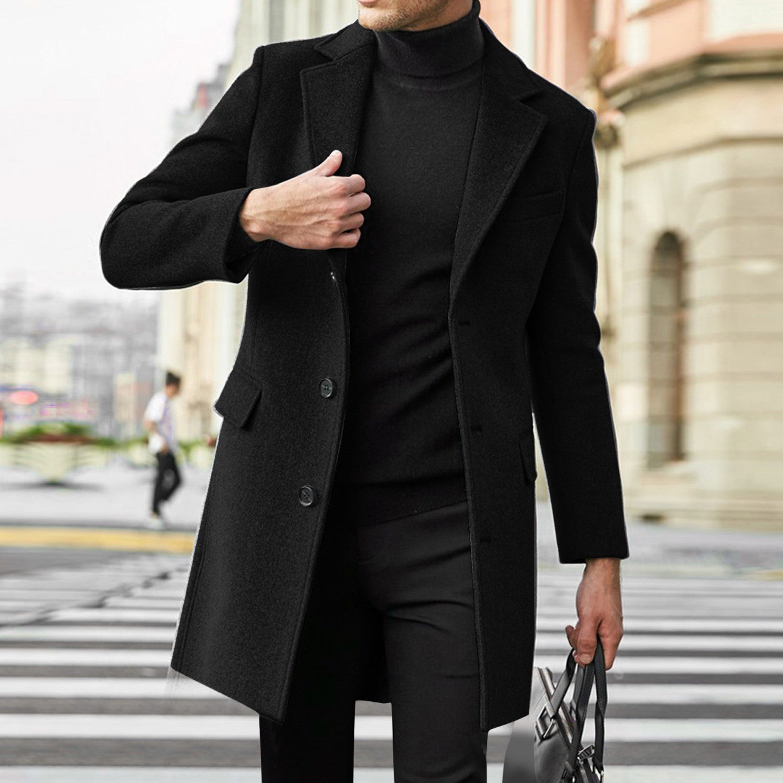 Men's Long Sleeved Woolen Coat | Luxury Home Accessories | Heulog Glow