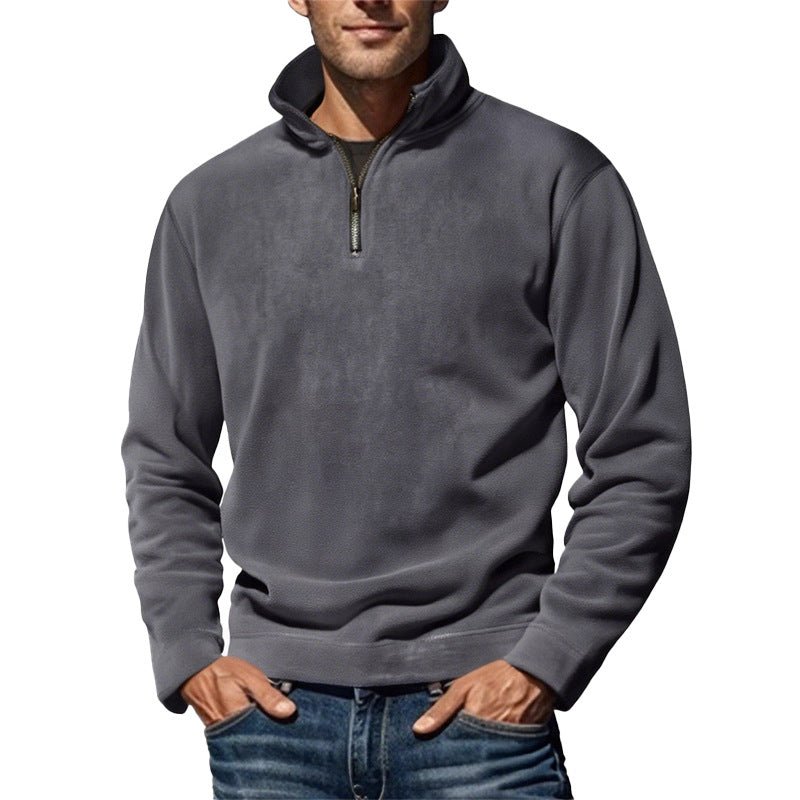 Men's Polar Fleece Top Pure Color Simple Casual Stand Collar Pullover Sweater | Luxury Home Accessories | Heulog Glow