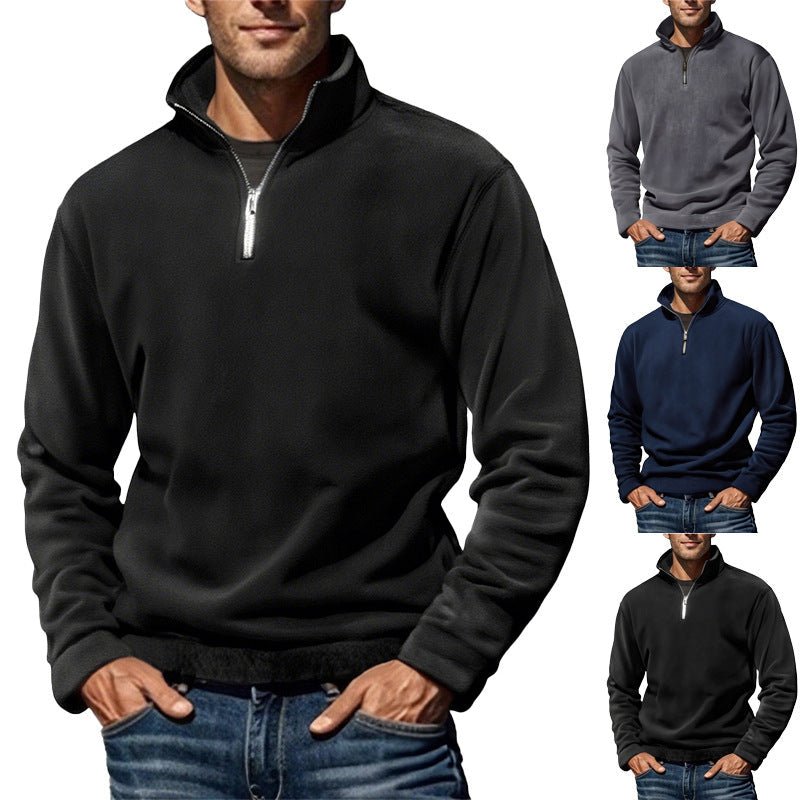 Men's Polar Fleece Top Pure Color Simple Casual Stand Collar Pullover Sweater | Luxury Home Accessories | Heulog Glow