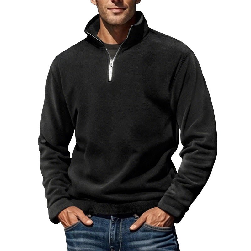 Men's Polar Fleece Top Pure Color Simple Casual Stand Collar Pullover Sweater | Luxury Home Accessories | Heulog Glow