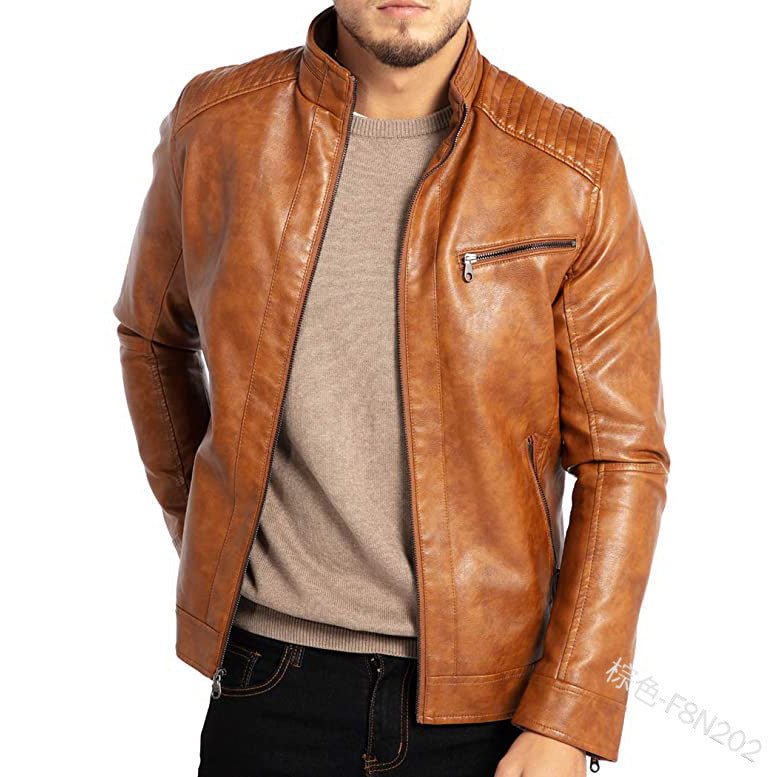Men's Polyester Stand Collar Punk Motorcycle Leather Jacket | Luxury Home Accessories | Heulog Glow