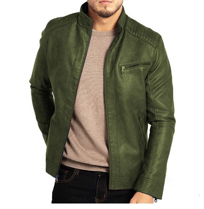 Men's Polyester Stand Collar Punk Motorcycle Leather Jacket | Luxury Home Accessories | Heulog Glow