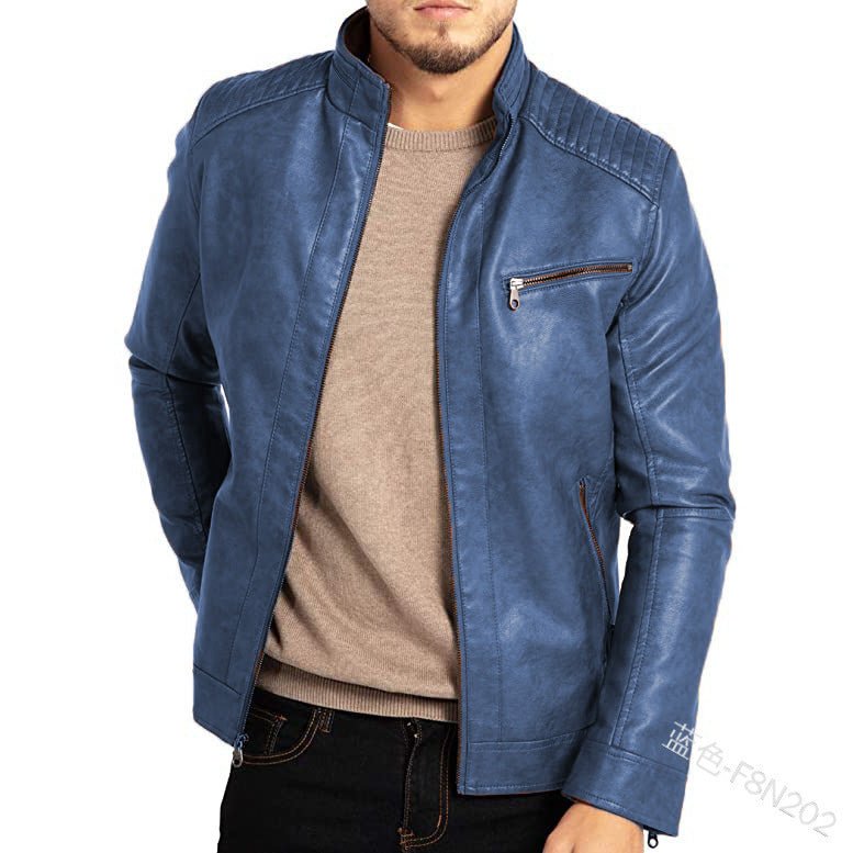 Men's Polyester Stand Collar Punk Motorcycle Leather Jacket | Luxury Home Accessories | Heulog Glow