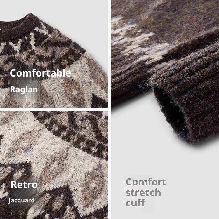 Men's Round Neck Jacquard Christmas Knitted Sweater | Luxury Home Accessories | Heulog Glow