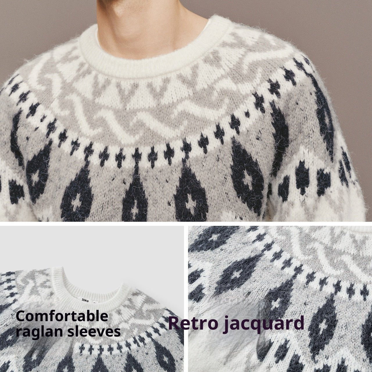 Men's Round Neck Jacquard Christmas Knitted Sweater | Luxury Home Accessories | Heulog Glow