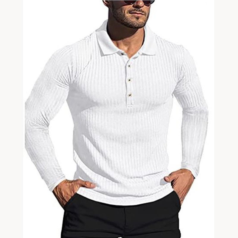 Men's Running Sports Fitness High Stretch Striped Long Sleeve POLO Shirt | Luxury Home Accessories | Heulog Glow