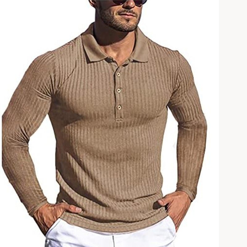 Men's Running Sports Fitness High Stretch Striped Long Sleeve POLO Shirt | Luxury Home Accessories | Heulog Glow