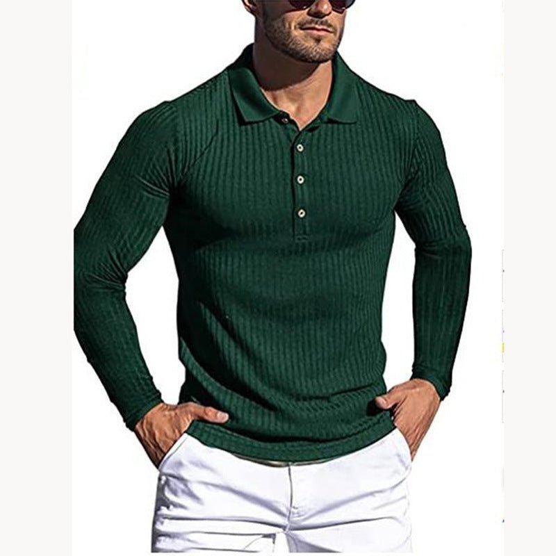 Men's Running Sports Fitness High Stretch Striped Long Sleeve POLO Shirt | Luxury Home Accessories | Heulog Glow