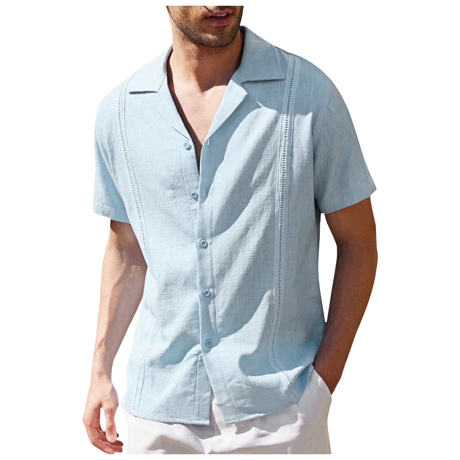 Men's Short Sleeve Shirt Summer Loose Casual Solid Color Lapel Tops | Luxury Home Accessories | Heulog Glow