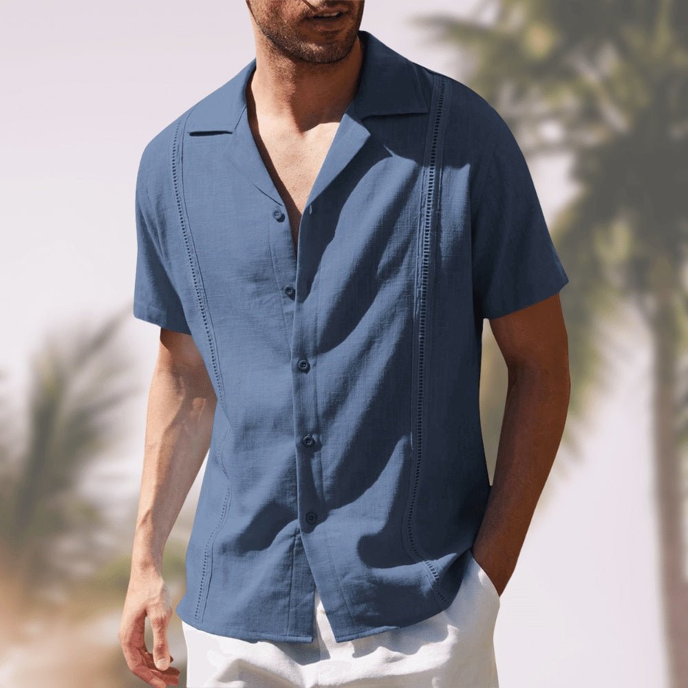 Men's Short Sleeve Shirt Summer Loose Casual Solid Color Lapel Tops | Luxury Home Accessories | Heulog Glow