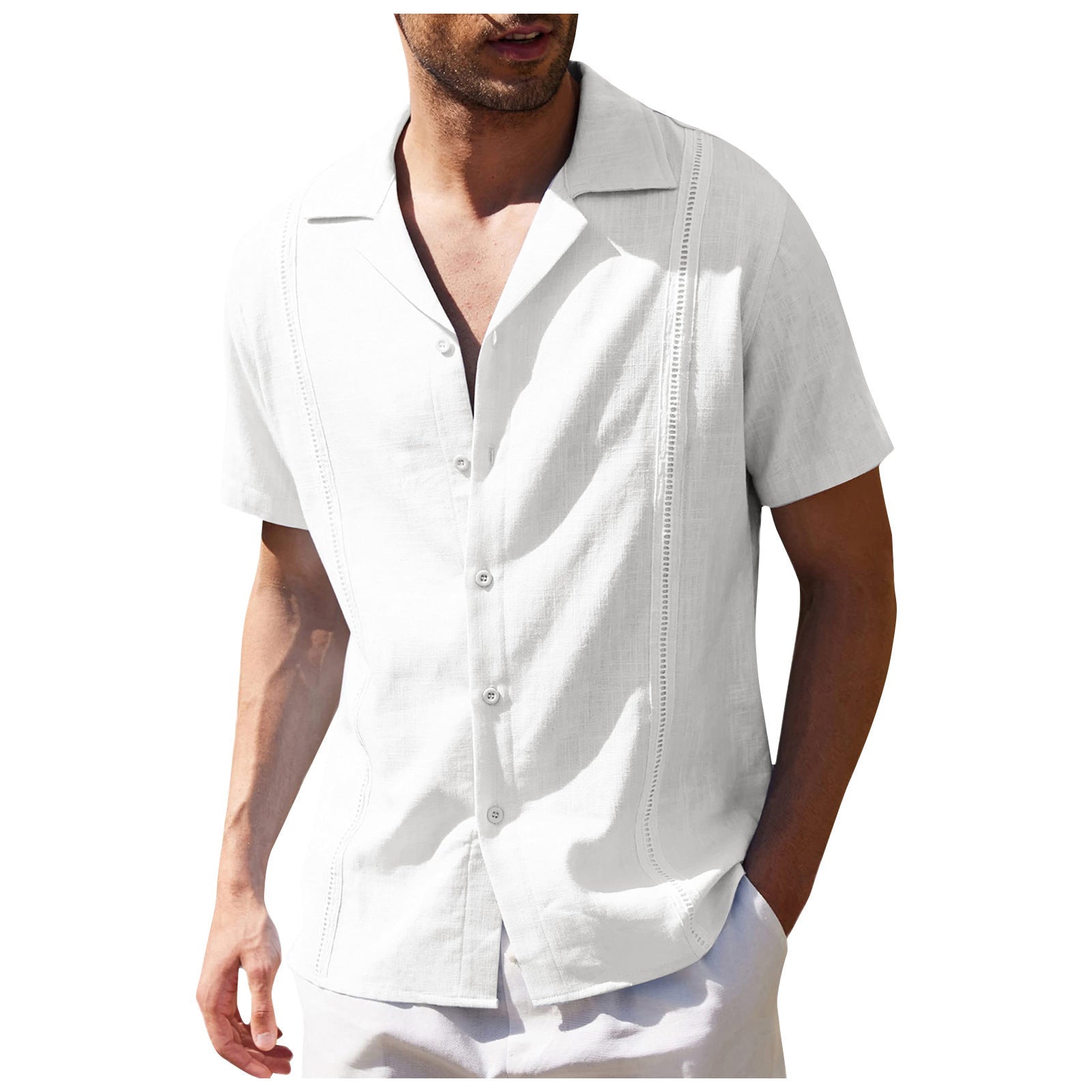 Men's Short Sleeve Shirt Summer Loose Casual Solid Color Lapel Tops | Luxury Home Accessories | Heulog Glow