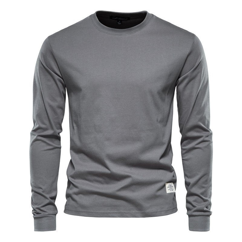 Men's Solid Color Round Neck Long-sleeved Top T-shirt | Luxury Home Accessories | Heulog Glow