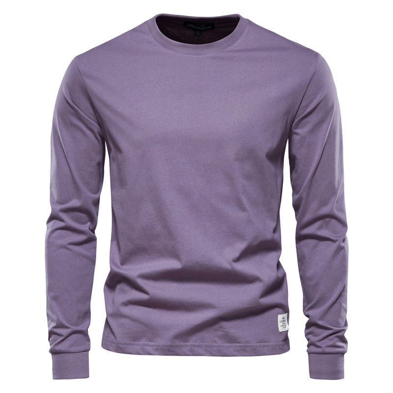 Men's Solid Color Round Neck Long-sleeved Top T-shirt | Luxury Home Accessories | Heulog Glow