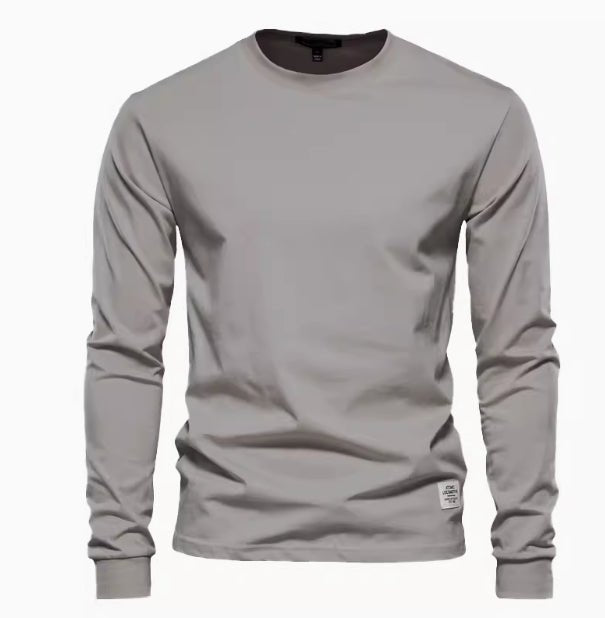 Men's Solid Color Round Neck Long-sleeved Top T-shirt | Luxury Home Accessories | Heulog Glow