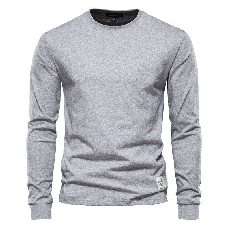 Men's Solid Color Round Neck Long-sleeved Top T-shirt | Luxury Home Accessories | Heulog Glow