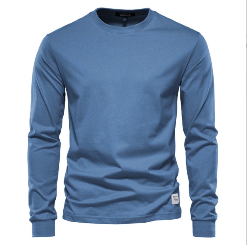 Men's Solid Color Round Neck Long-sleeved Top T-shirt | Luxury Home Accessories | Heulog Glow