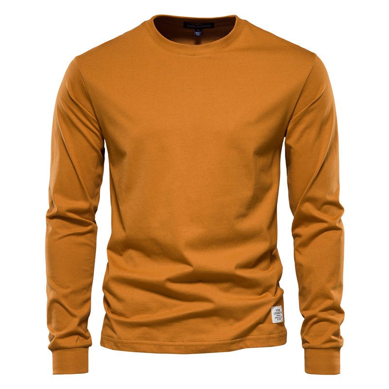 Men's Solid Color Round Neck Long-sleeved Top T-shirt | Luxury Home Accessories | Heulog Glow
