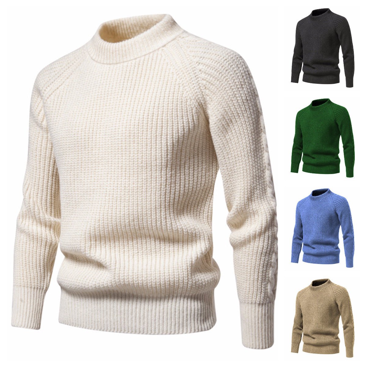 Men's Solid Color Round Neck Sweater | Luxury Home Accessories | Heulog Glow