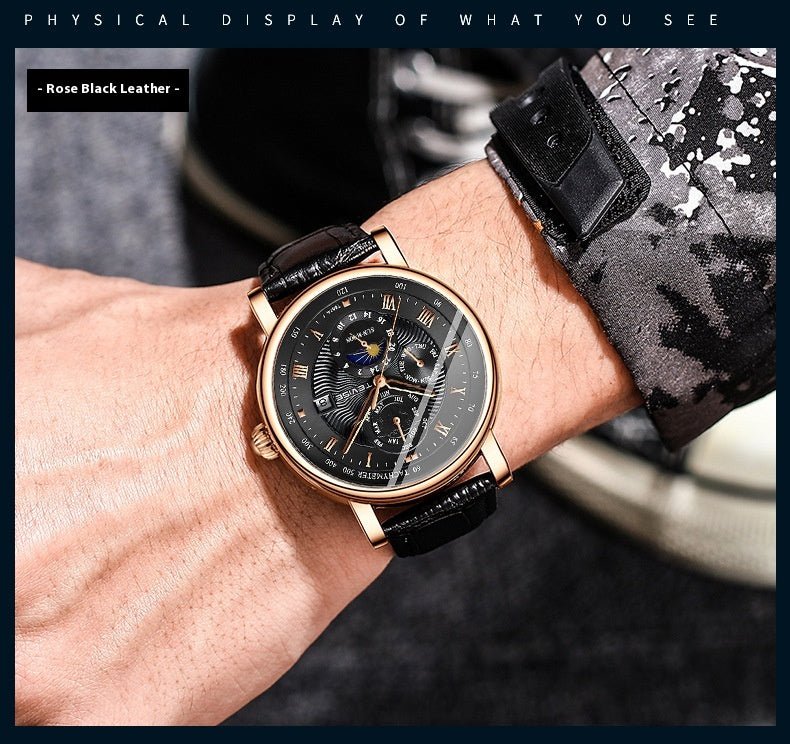 Men's Thin Calendar Large Dial Mechanical Watch | Luxury Home Accessories | Heulog Glow
