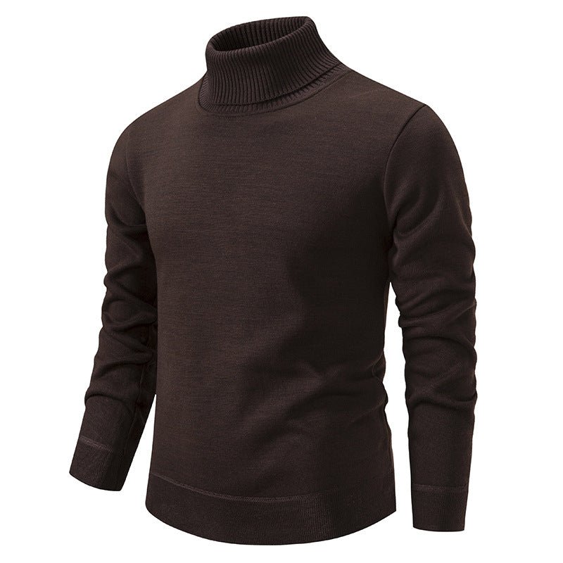 Men's Turtleneck Pullover Sweater Fashion Solid Color Fleece Lined Knitted Long-sleeved Top Clothing | Luxury Home Accessories | Heulog Glow