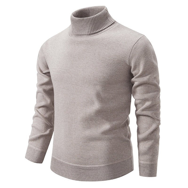 Men's Turtleneck Pullover Sweater Fashion Solid Color Fleece Lined Knitted Long-sleeved Top Clothing | Luxury Home Accessories | Heulog Glow