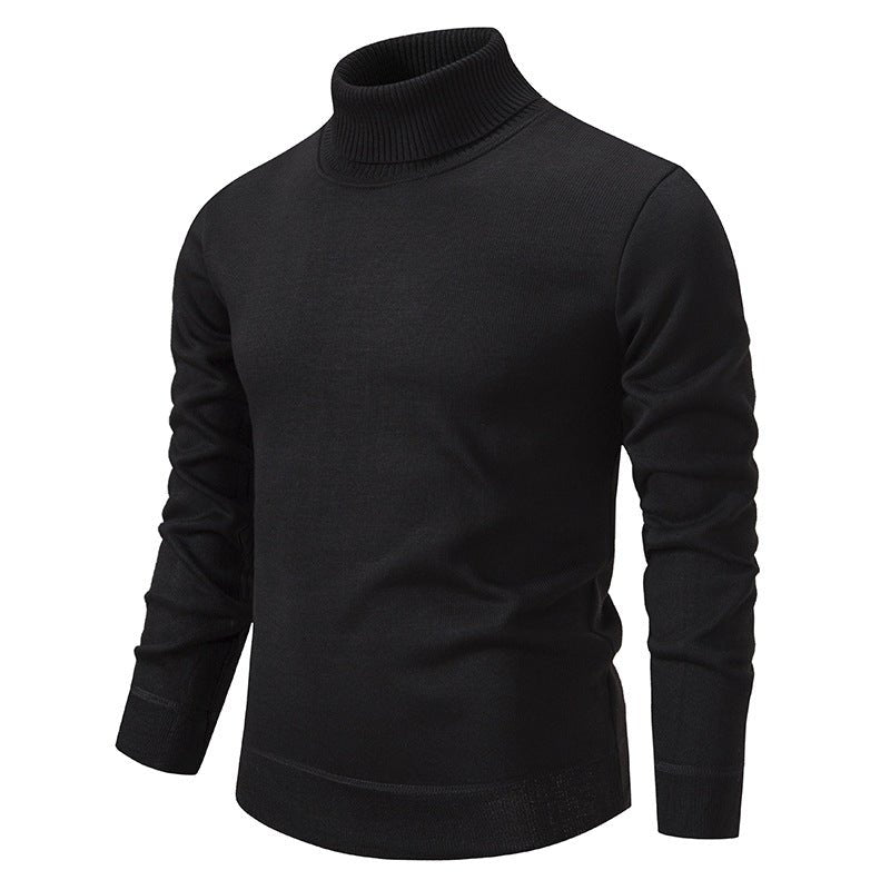 Men's Turtleneck Pullover Sweater Fashion Solid Color Fleece Lined Knitted Long-sleeved Top Clothing | Luxury Home Accessories | Heulog Glow
