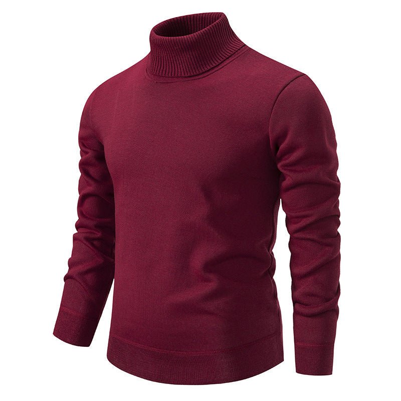 Men's Turtleneck Pullover Sweater Fashion Solid Color Fleece Lined Knitted Long-sleeved Top Clothing | Luxury Home Accessories | Heulog Glow