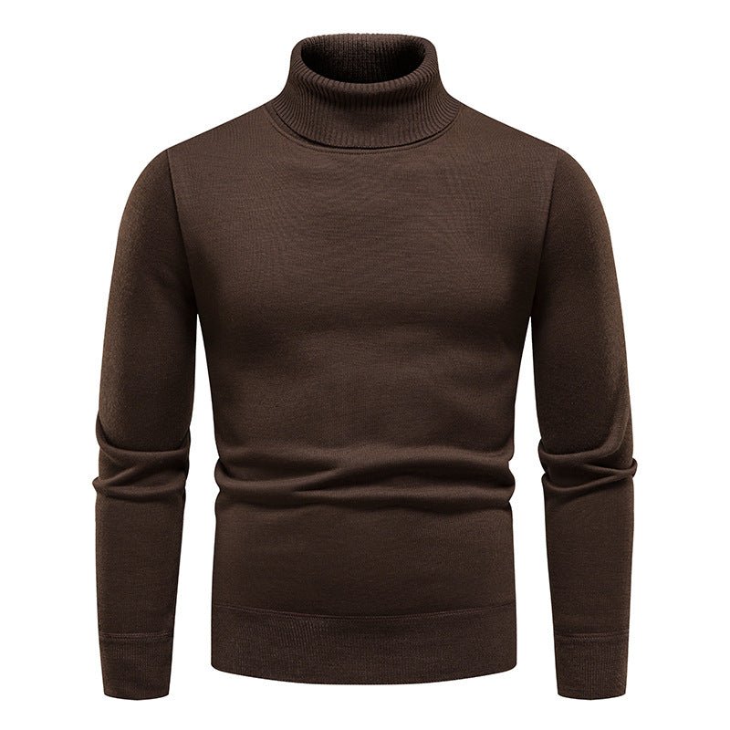 Men's Turtleneck Pullover Sweater Fashion Solid Color Fleece Lined Knitted Long-sleeved Top Clothing | Luxury Home Accessories | Heulog Glow