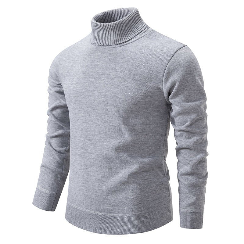 Men's Turtleneck Pullover Sweater Fashion Solid Color Fleece Lined Knitted Long-sleeved Top Clothing | Luxury Home Accessories | Heulog Glow
