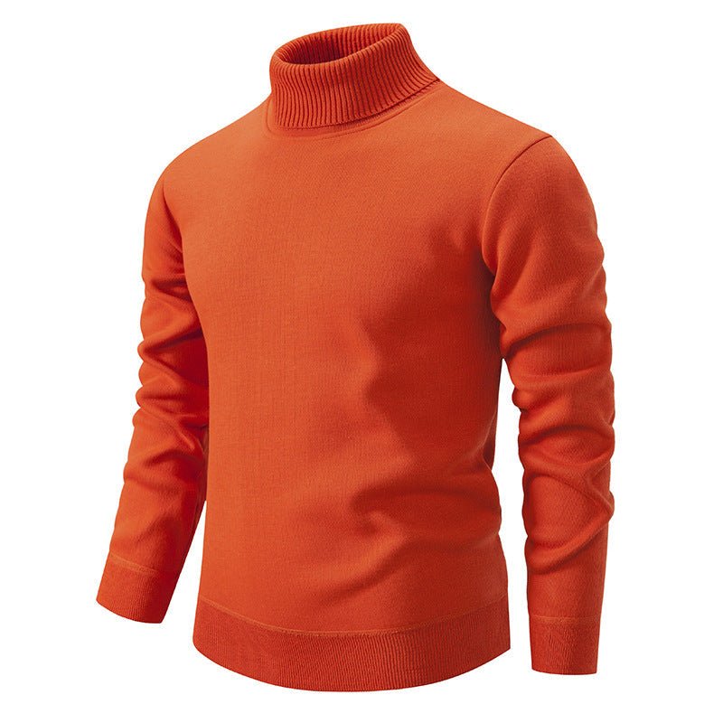 Men's Turtleneck Pullover Sweater Fashion Solid Color Fleece Lined Knitted Long-sleeved Top Clothing | Luxury Home Accessories | Heulog Glow