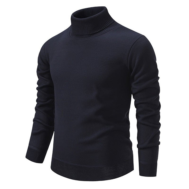 Men's Turtleneck Pullover Sweater Fashion Solid Color Fleece Lined Knitted Long-sleeved Top Clothing | Luxury Home Accessories | Heulog Glow