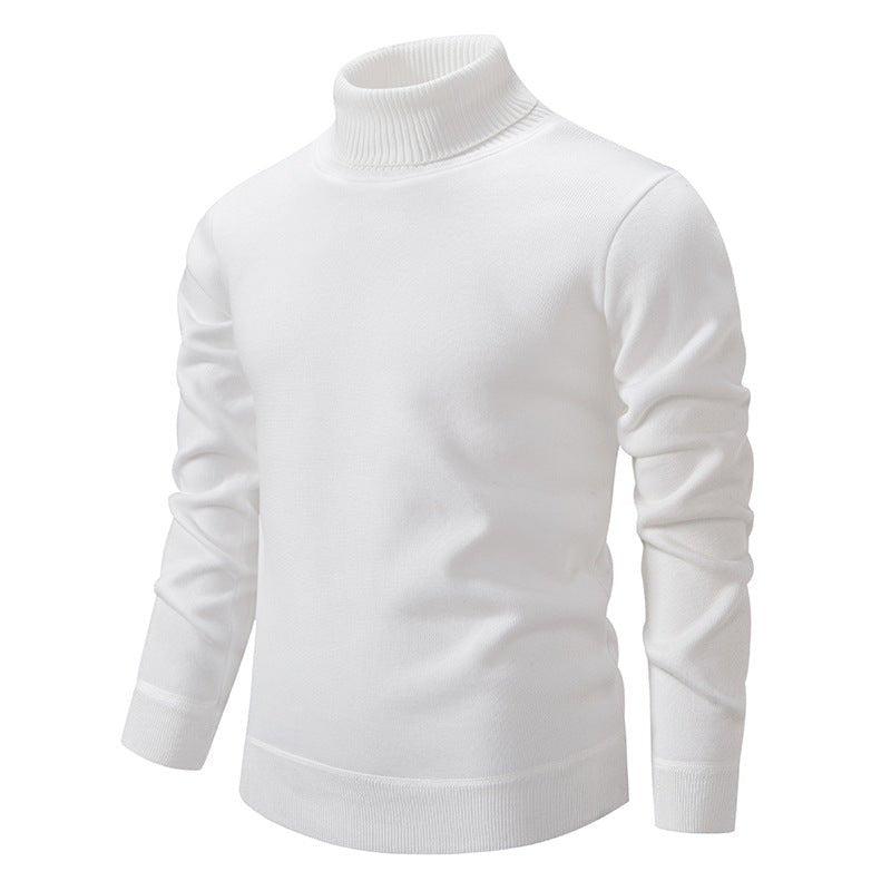 Men's Turtleneck Pullover Sweater Fashion Solid Color Fleece Lined Knitted Long-sleeved Top Clothing | Luxury Home Accessories | Heulog Glow