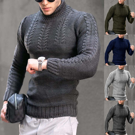 Men's Turtleneck Twisted Long-sleeved Sweater Thermal Head Cover | Luxury Home Accessories | Heulog Glow