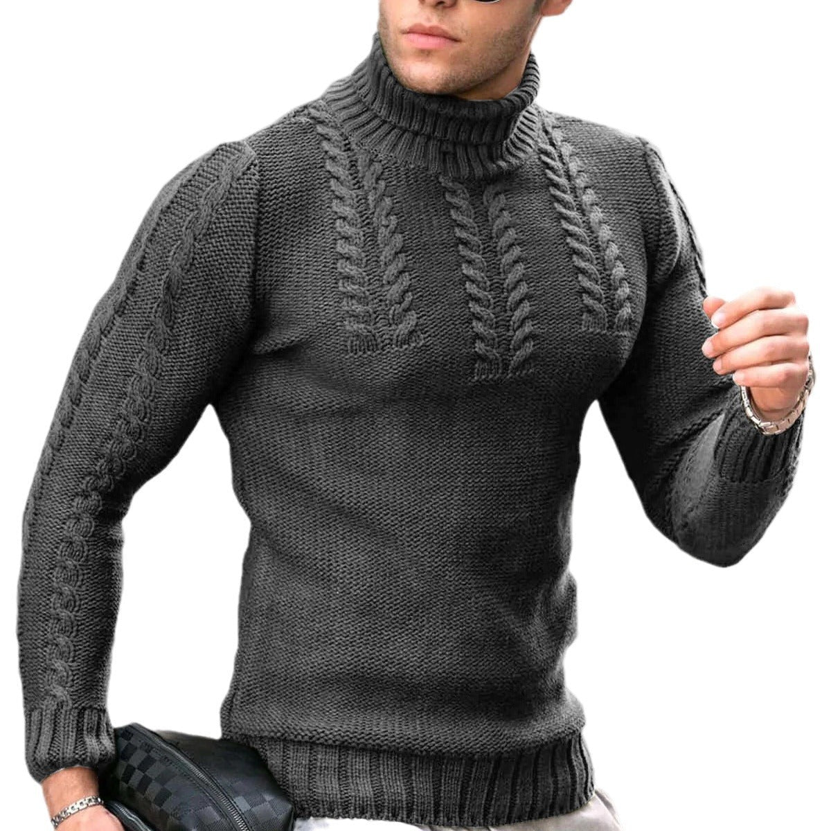 Men's Turtleneck Twisted Long-sleeved Sweater Thermal Head Cover | Luxury Home Accessories | Heulog Glow