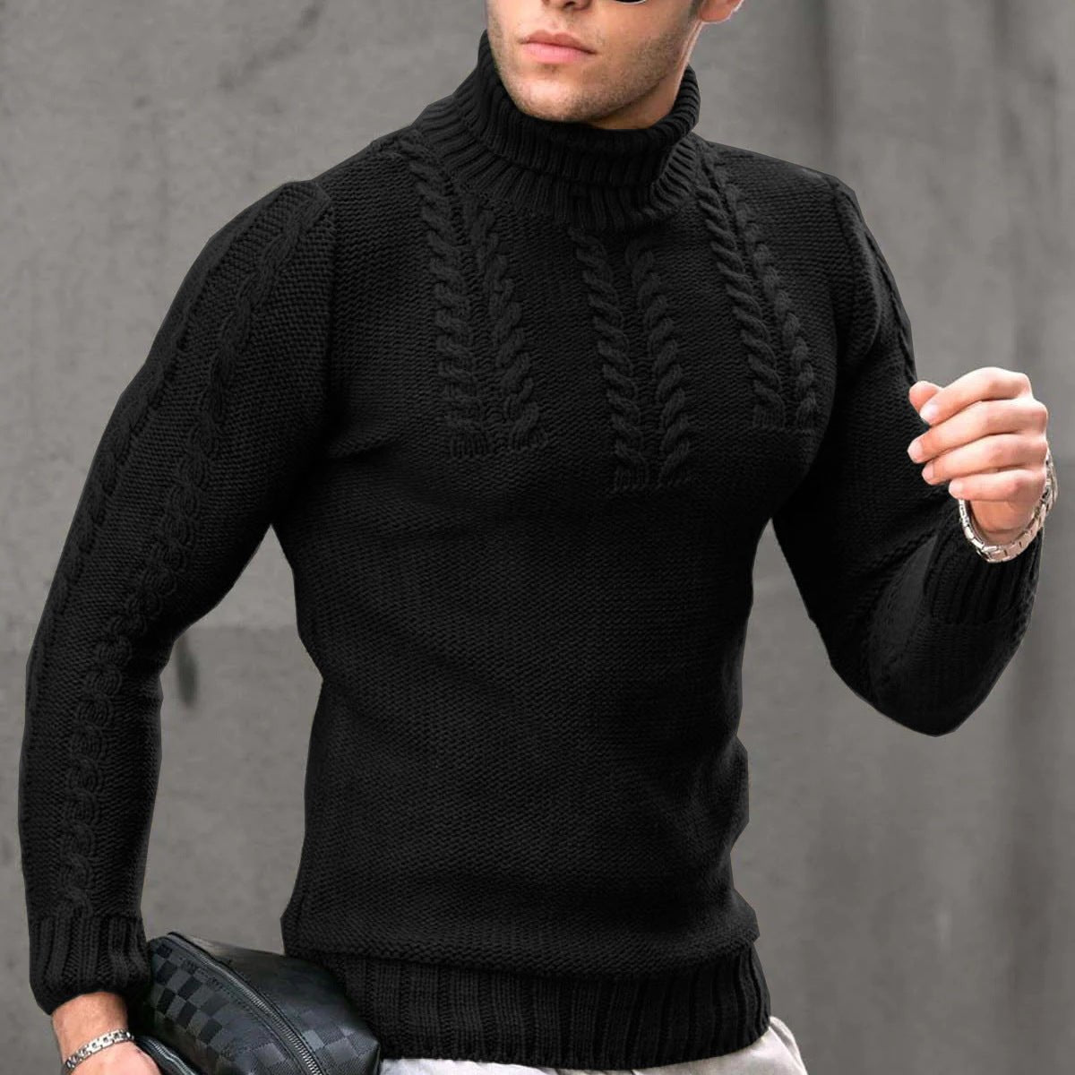 Men's Turtleneck Twisted Long-sleeved Sweater Thermal Head Cover | Luxury Home Accessories | Heulog Glow