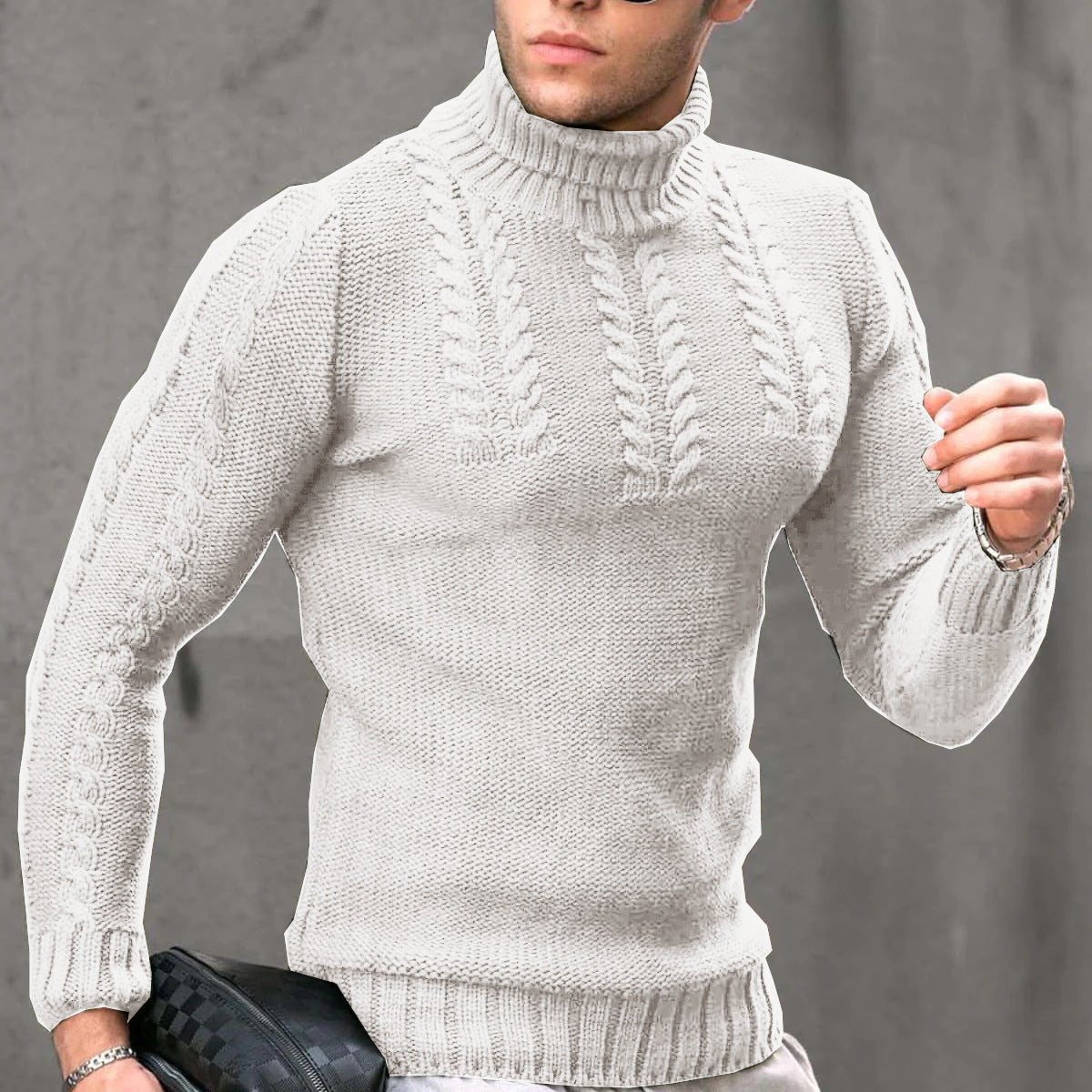 Men's Turtleneck Twisted Long-sleeved Sweater Thermal Head Cover | Luxury Home Accessories | Heulog Glow
