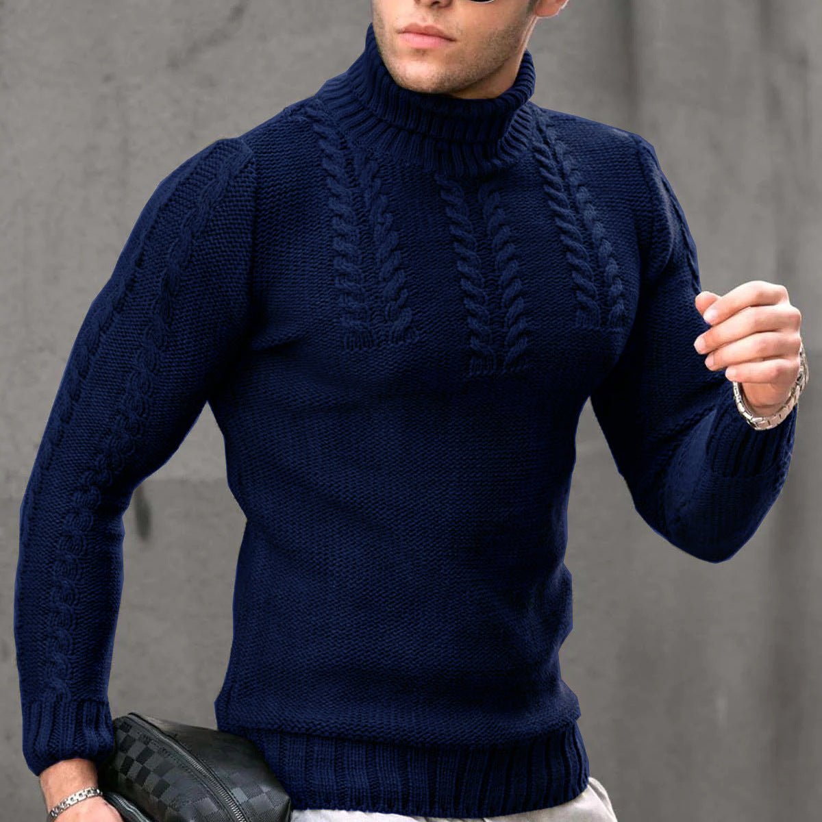 Men's Turtleneck Twisted Long-sleeved Sweater Thermal Head Cover | Luxury Home Accessories | Heulog Glow