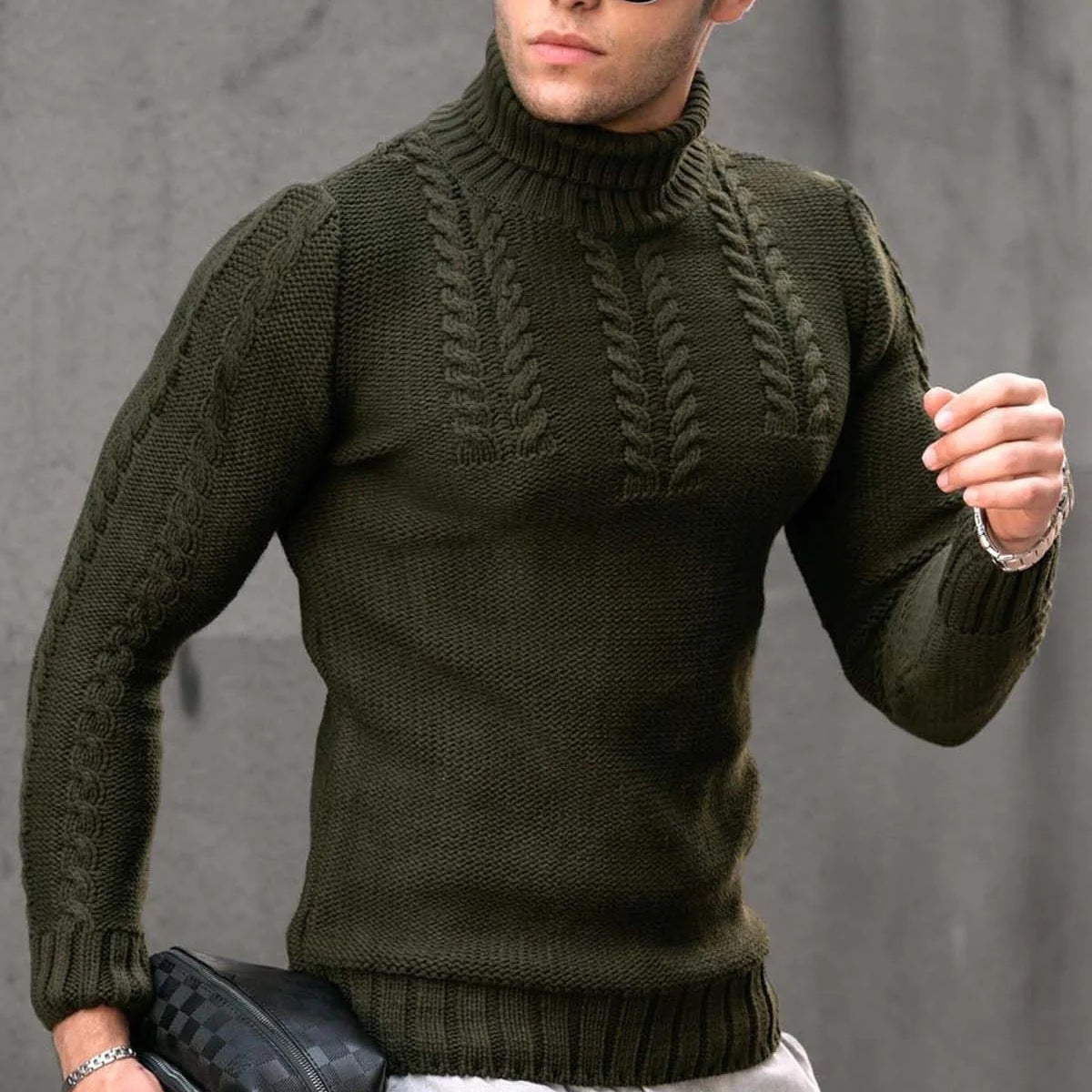 Men's Turtleneck Twisted Long-sleeved Sweater Thermal Head Cover | Luxury Home Accessories | Heulog Glow