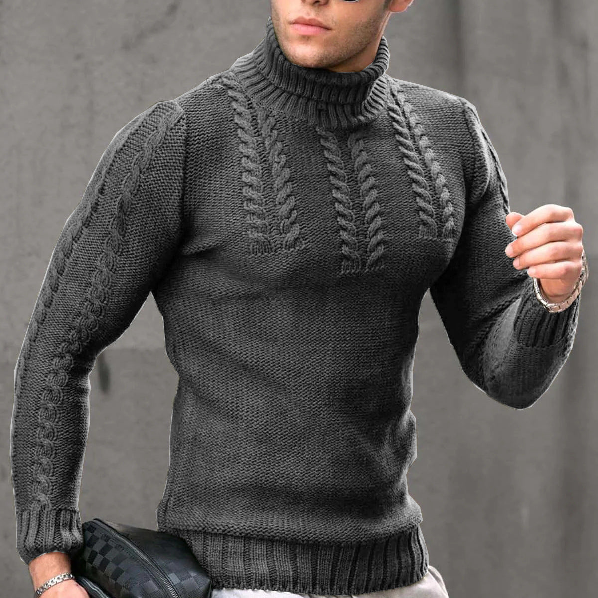 Men's Turtleneck Twisted Long-sleeved Sweater Thermal Head Cover | Luxury Home Accessories | Heulog Glow