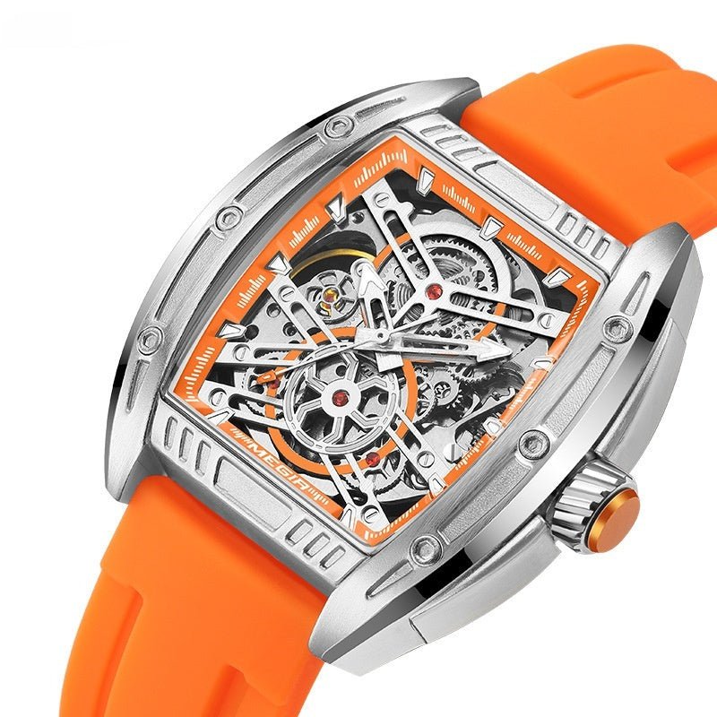 Men's Wine Barrel Type Mechanical Watch Silicone Tape | Luxury Home Accessories | Heulog Glow
