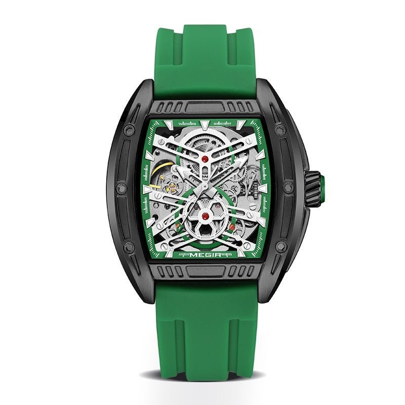 Men's Wine Barrel Type Mechanical Watch Silicone Tape | Luxury Home Accessories | Heulog Glow