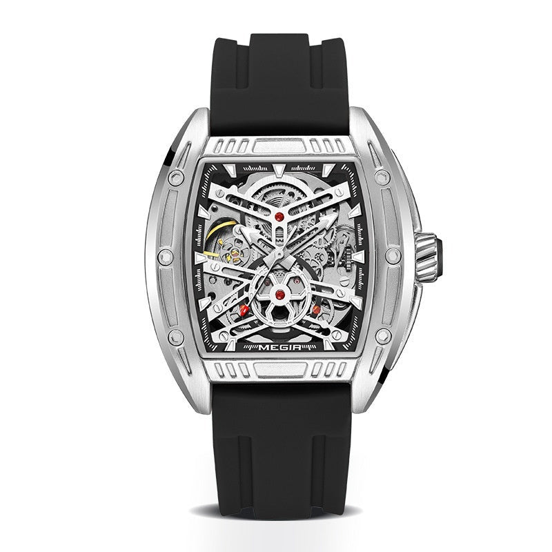 Men's Wine Barrel Type Mechanical Watch Silicone Tape | Luxury Home Accessories | Heulog Glow
